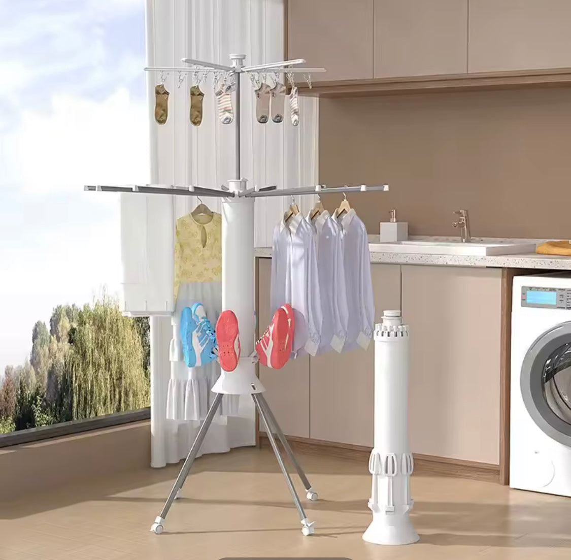 Octopus Portable Drying Rack, Foldable Clothes Drying Rack, Tripod Style Clothes Warmer, Rotating Washing Hanger Rack Octopus Portable Drying Rack, Foldable Clothes Drying Rack, Tripod Style Clothes Warmer, Rotating Washing Hanger Rack